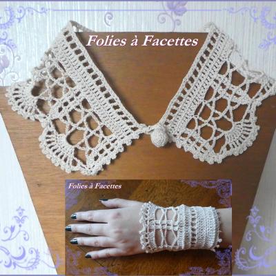 Col ecru 46cm et manchette emons